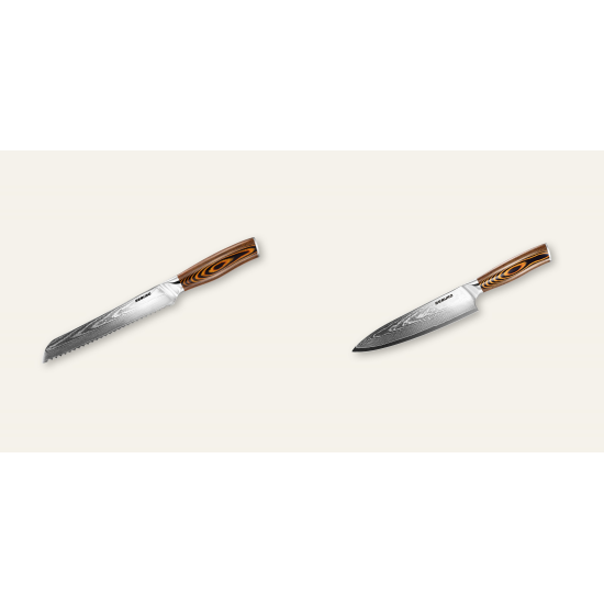 AKCE 1+1 Nůž na pečivo Seburo SUBAJA Damascus 195mm + Šéfkuchařský nůž Seburo SUBAJA Damascus 200mm