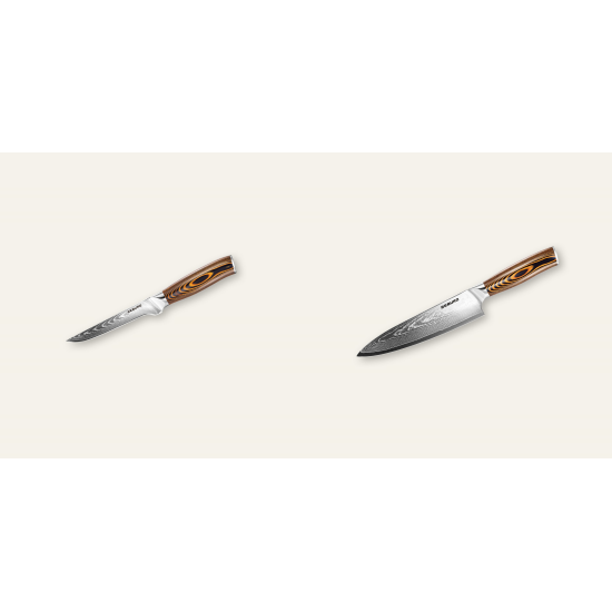 AKCE 1+1 Vykosťovací nůž Seburo SUBAJA Damascus 150mm + Šéfkuchařský nůž Seburo SUBAJA Damascus 200mm