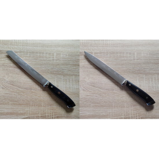 AKCE 1+1 Nůž na pečivo Seburo WEST Damascus 200mm + Filetovací nůž Seburo WEST Damascus 210mm