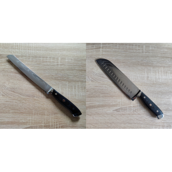 AKCE 1+1 Nůž na pečivo Seburo WEST Damascus 200mm + Santoku nůž Seburo WEST Damascus 190mm